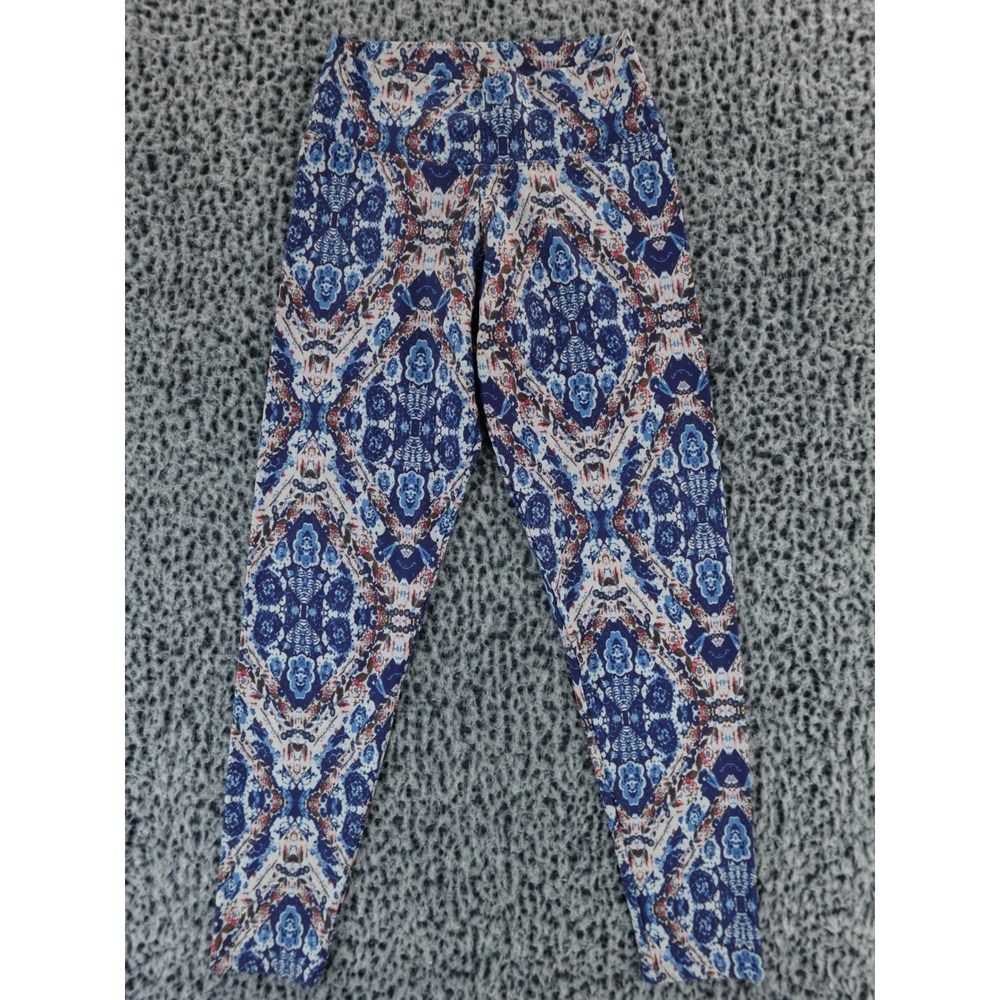 Liquido P S Leggings Women Blue White Red Geometric Boho Print Size PS